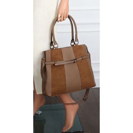 Torebka damska kuferek A4 elegancka do pracy włoska marka MC371 Brązowa