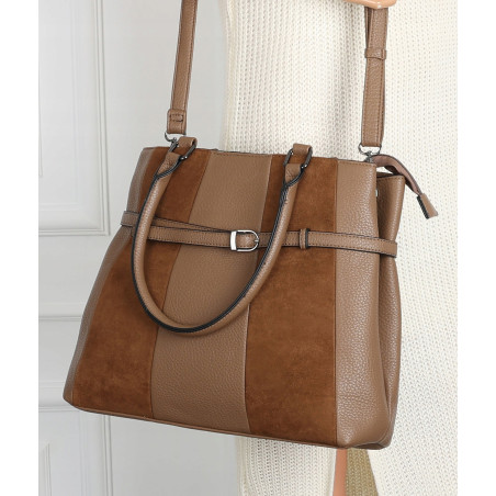 Torebka damska kuferek A4 elegancka do pracy włoska marka MC371 Brązowa