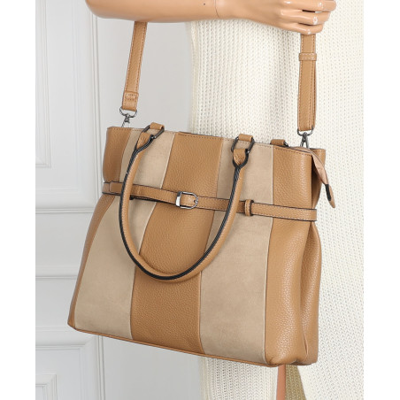 Torebka damska kuferek A4 elegancka do pracy włoska marka MC371 Beżowa