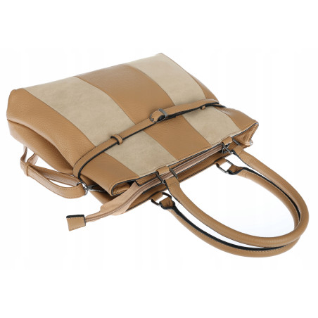 Torebka damska kuferek A4 elegancka do pracy włoska marka MC371 Beżowa