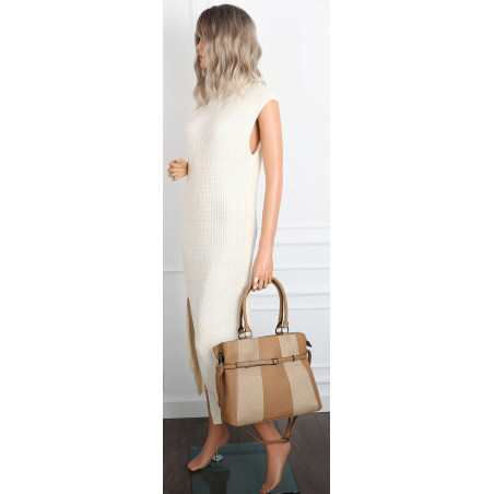 Torebka damska kuferek A4 elegancka do pracy włoska marka MC371 Beżowa