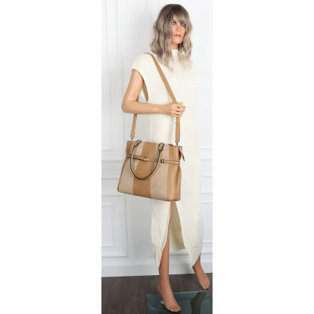 Torebka damska kuferek A4 elegancka do pracy włoska marka MC371 Beżowa