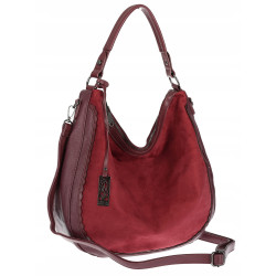 Torebka damska shopper worek zamsz A4 elegancka lekka torba CC6632 Bordowa