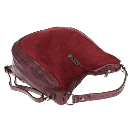 Torebka damska shopper worek zamsz A4 elegancka lekka torba CC6632 Bordowa