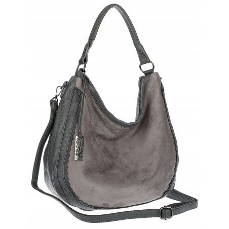 Torebka damska shopper worek zamsz A4 elegancka lekka torba CC6632 Szara