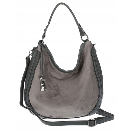 Torebka damska shopper worek zamsz A4 elegancka lekka torba CC6632 Szara