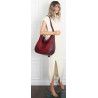 Torebka damska shopper worek zamsz A4 elegancka lekka torba CC6632 Bordowa