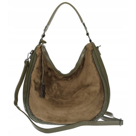 Torebka damska shopper worek zamsz A4 elegancka lekka torba CC6632 Zielona