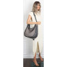 Torebka damska shopper worek zamsz A4 elegancka lekka torba CC6632 Szara