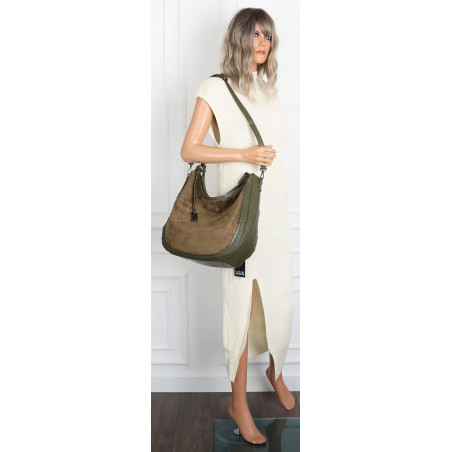 Torebka damska shopper worek zamsz A4 elegancka lekka torba CC6632 Zielona