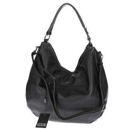 Torebka damska shopper worek zamsz A4 elegancka lekka torba CC6632 Czarna