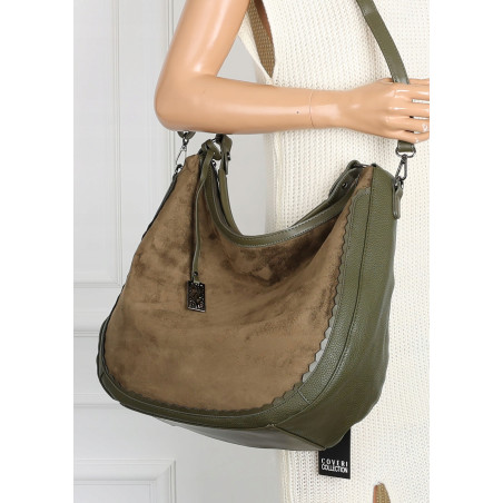 Torebka damska shopper worek zamsz A4 elegancka lekka torba CC6632 Zielona