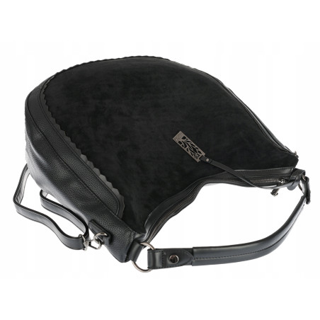 Torebka damska shopper worek zamsz A4 elegancka lekka torba CC6632 Czarna