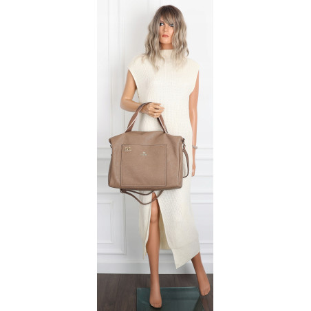 Torebka Damska Shopper Listonoszka na Ramię włoska marka CH3320 Beżowa