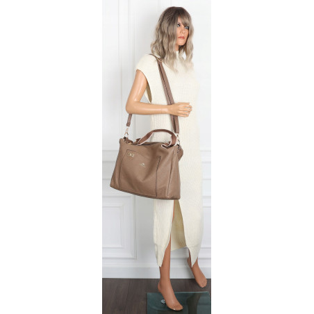 Torebka Damska Shopper Listonoszka na Ramię włoska marka CH3320 Beżowa