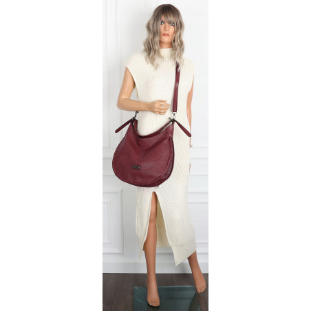 Torebka Damska Worek shopper włoska marka CHARRO pojemna CH5528 Bordowa