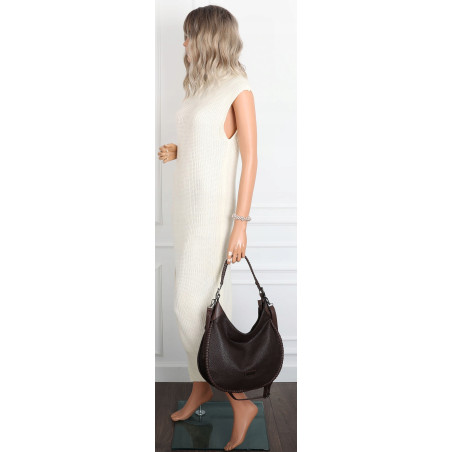 Torebka damska worek shopper torba na ramię modna pojemna CH5528 Czekoladowa