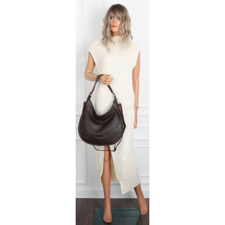 Torebka damska worek shopper torba na ramię modna pojemna CH5528 Czekoladowa