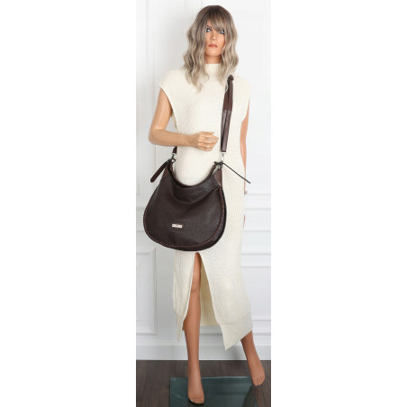 Torebka damska worek shopper torba na ramię modna pojemna CH5528 Czekoladowa