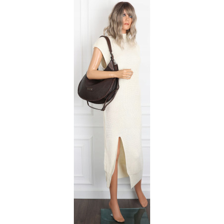 Torebka damska worek shopper torba na ramię modna pojemna CH5528 Czekoladowa