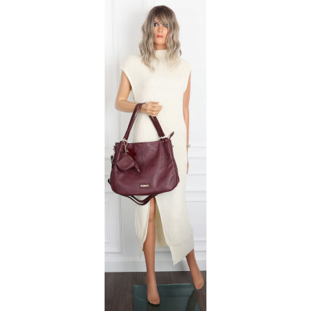Torebka Damska Shopper włoska marka CHARRO Pojemna A4 Torba CH6626 Bordowa
