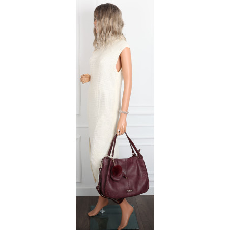 Torebka Damska Shopper włoska marka CHARRO Pojemna A4 Torba CH6626 Bordowa