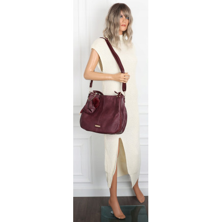 Torebka Damska Shopper włoska marka CHARRO Pojemna A4 Torba CH6626 Bordowa