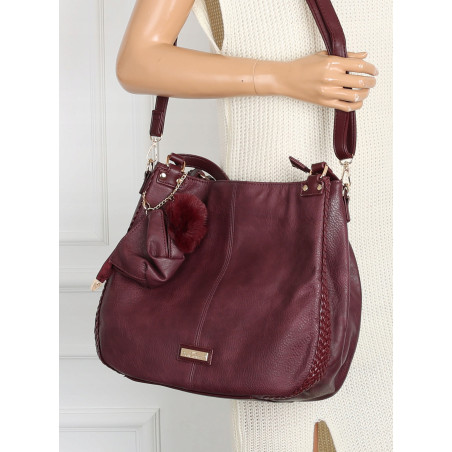 Torebka Damska Shopper włoska marka CHARRO Pojemna A4 Torba CH6626 Bordowa