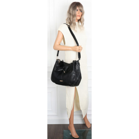 Torebka Damska Shopperka włoska marka CHARRO Pojemna A4 Torba CH6626 Czarna