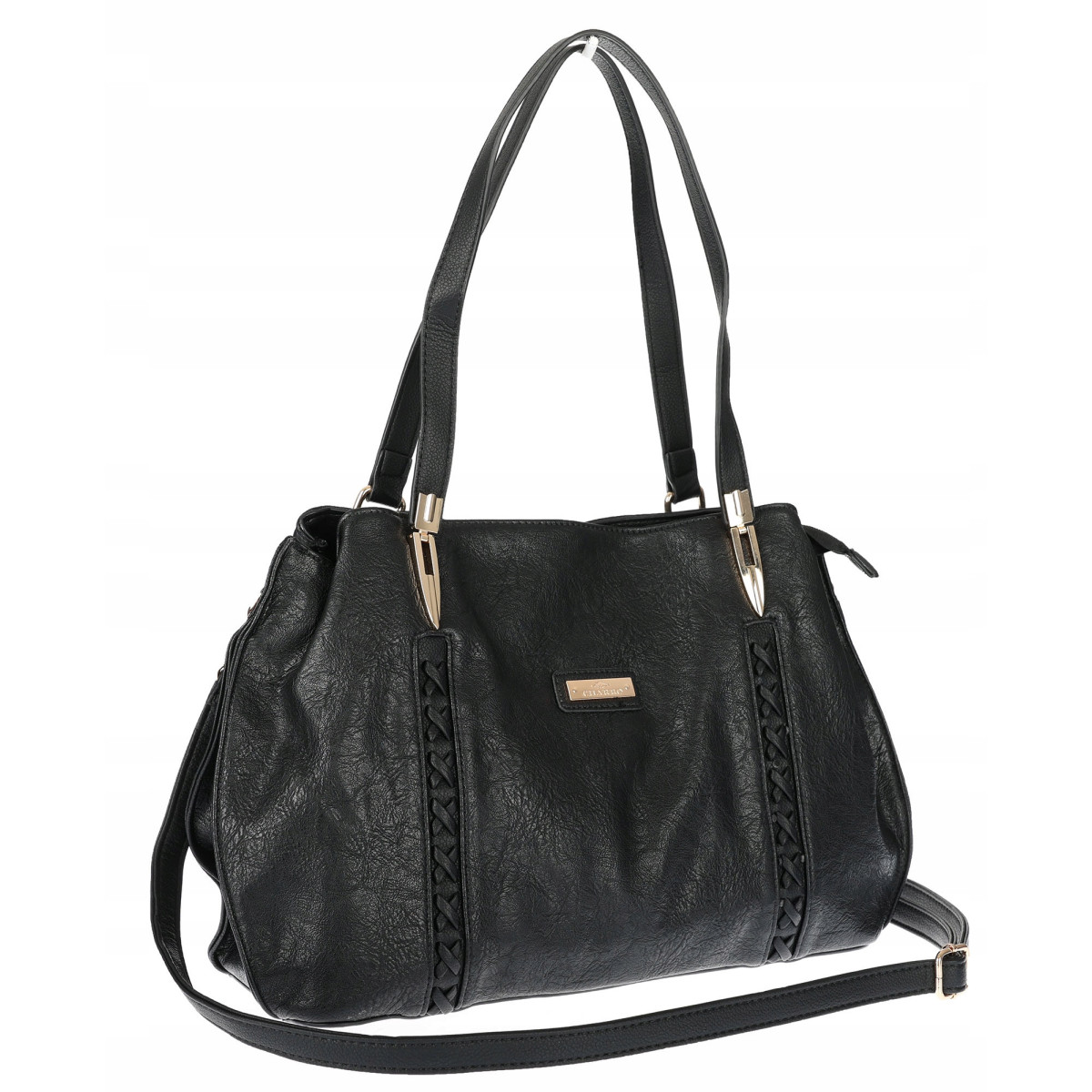 Torebka Damska Shopperka włoska marka CHARRO Pojemna A4 Modna CH7719 Czarna