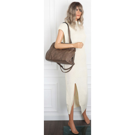 Torebka Damska Shopperka włoska marka CHARRO Pojemna A4 CH7719 Beżowa