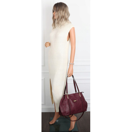 Torebka Damska Shopperka włoska marka CHARRO Pojemna A4 CH7719 Bordowa