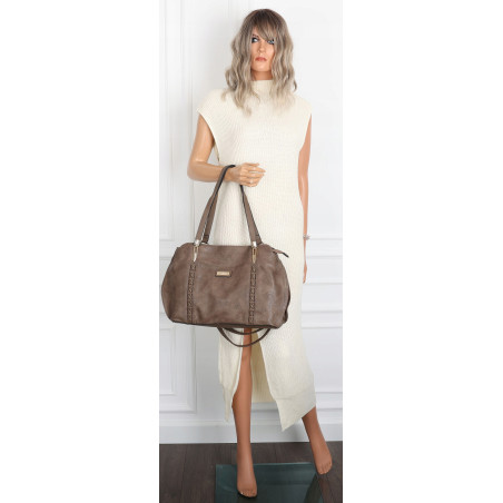 Torebka Damska Shopperka włoska marka CHARRO Pojemna A4 CH7719 Beżowa