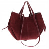 Włoska torebka damska VERA PELLE skórzana zamszowa shopper MB09 Bordowa
