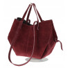 Włoska torebka damska VERA PELLE skórzana zamszowa shopper MB09 Bordowa