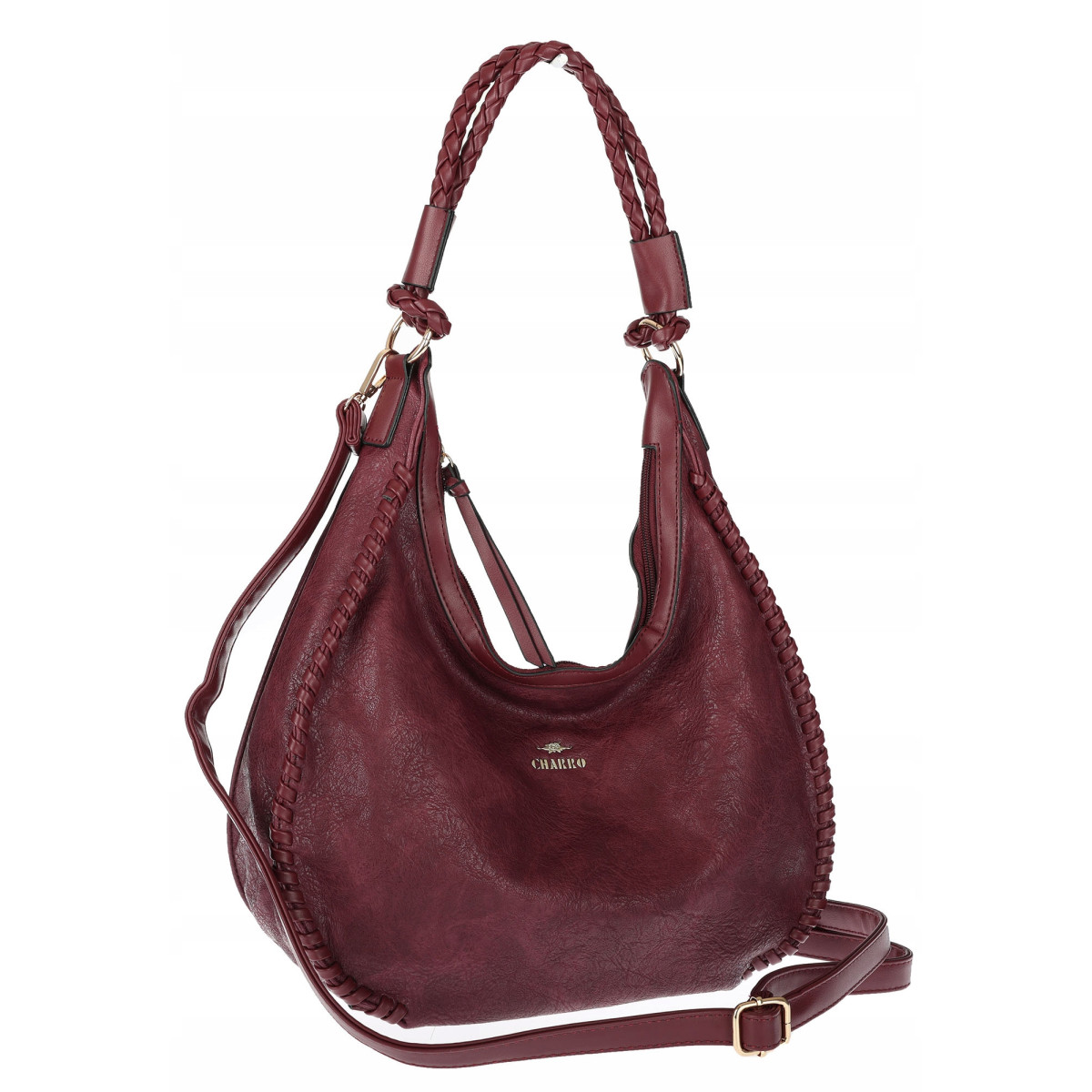 Torebka Damska Worek shopper włoska marka CHARRO pojemna CH3316 Bordowa