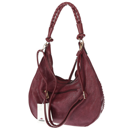 Torebka Damska Worek shopper włoska marka CHARRO pojemna CH3316 Bordowa