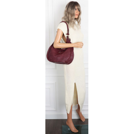 Torebka Damska Worek shopper włoska marka CHARRO pojemna CH3316 Bordowa