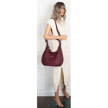 Torebka Damska Worek shopper włoska marka CHARRO pojemna CH3316 Bordowa