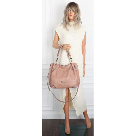 Torebka Damska Worek shopper włoska marka CHARRO pojemna CH7720 Różowa