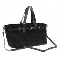 Torebka Damska shopper zamszowa torebka jamnik włoska marka 1255 Czarna