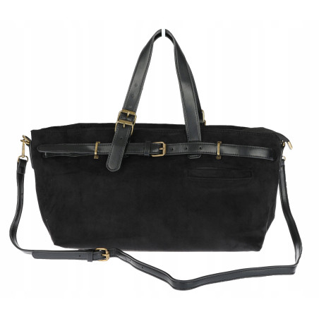 Torebka Damska shopper zamszowa torebka jamnik włoska marka 1255 Czarna
