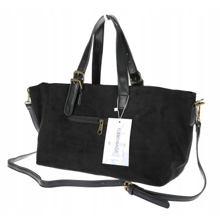 Torebka Damska shopper zamszowa torebka jamnik włoska marka 1255 Czarna