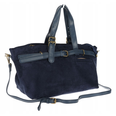 Torebka Damska shopper zamszowa torebka jamnik włoska marka 1255 Granatowa