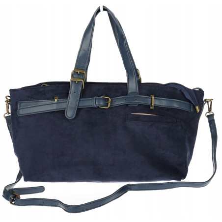 Torebka Damska shopper zamszowa torebka jamnik włoska marka 1255 Granatowa
