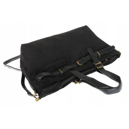Torebka Damska shopper zamszowa torebka jamnik włoska marka 1255 Czarna
