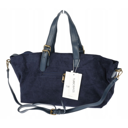 Torebka Damska shopper zamszowa torebka jamnik włoska marka 1255 Granatowa