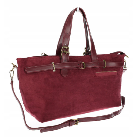 Torebka Damska shopper zamszowa torebka jamnik włoska marka 1255 Bordowa