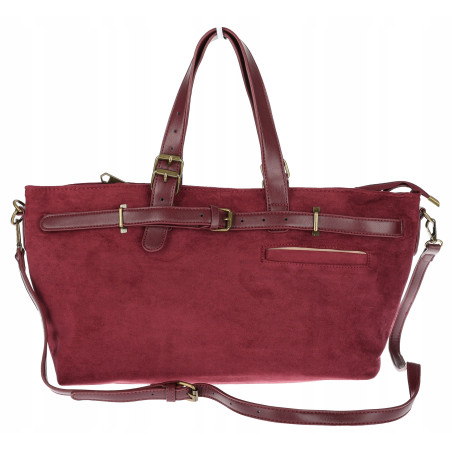 Torebka Damska shopper zamszowa torebka jamnik włoska marka 1255 Bordowa