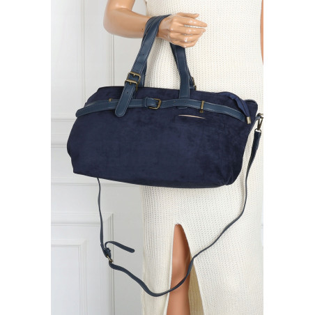 Torebka Damska shopper zamszowa torebka jamnik włoska marka 1255 Granatowa